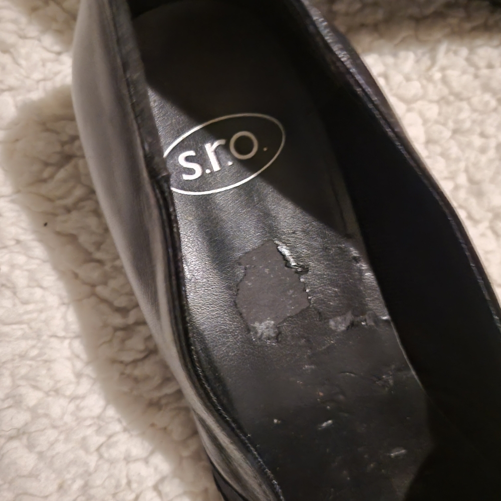 WOMENS S.R.O. SAMMI LEATHER HEEL PUMPS BLACK SIZE 8 - Picture 5 of 13